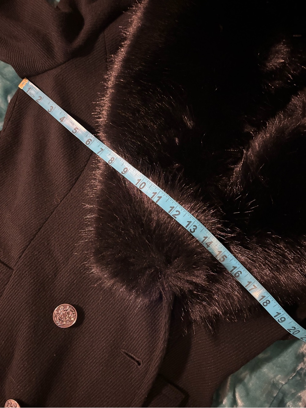 ❄️TALBOTS❄️WOOL DOUBLE BREASTED TRENCH❄️FUR COLLAR/CUFFS - Picture 10 of 11